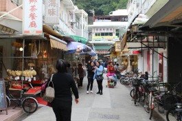 A street with vendors.